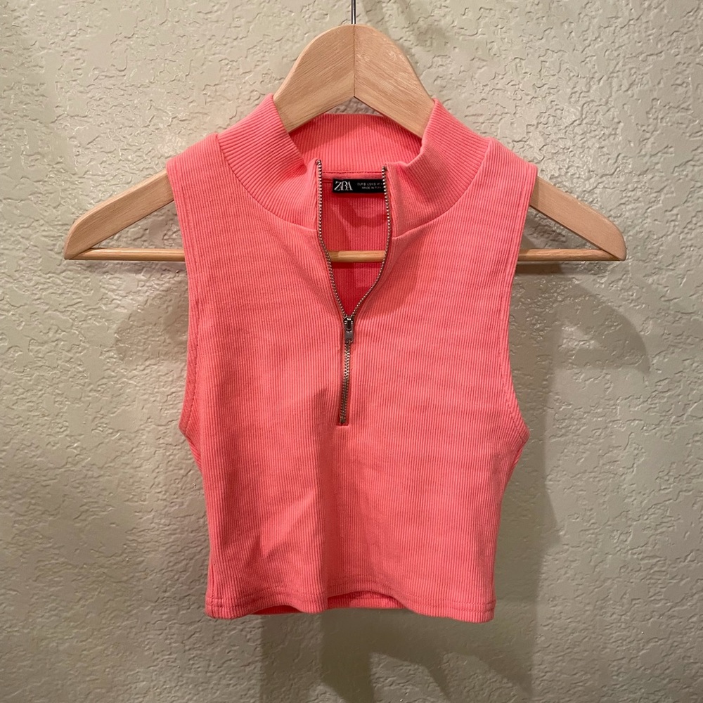Zara zip up crop top